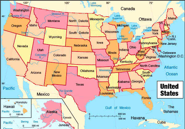 Usa mapa stát
